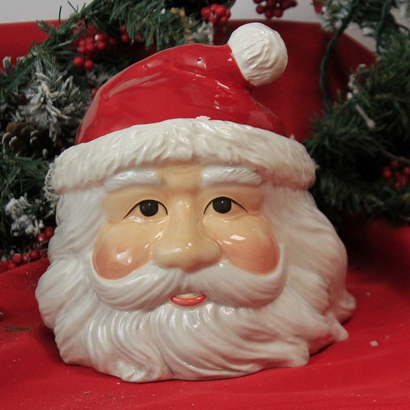 Tabletop 8.0" Santa Head Cookie Jar Christmas Treats Claus Pacific Trading  -  Food Storage Containers