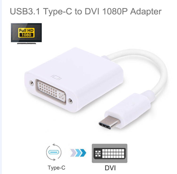 USB to DVI Adapter Type C(Thunderbolt 3) to DVI Converter, USB C to DVI Video Adapters for Apple New MacBook [2015 ,2016,2017]