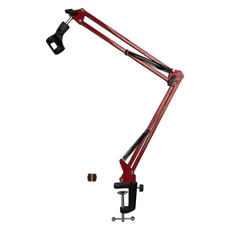 Microphone Boom Stand,  Heavy Duty Studio Suspension Mic Arm Stand for Blue Snowball Yeti with Flexible Standard Condenser Microphone Clip (Red)&hellip;