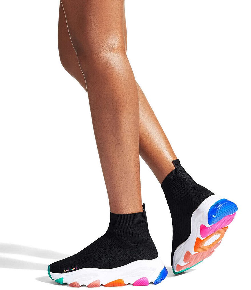 Kurt Geiger London Lettie Knit Slip-On Rainbow Chunky Outsole Sock Sneakers