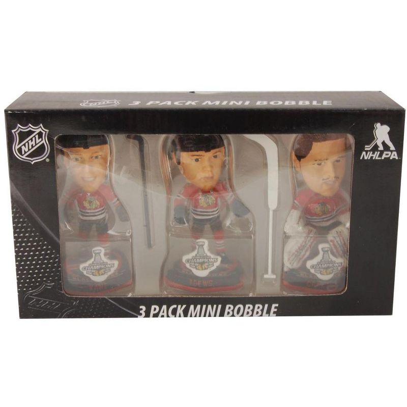 Forever Collectibles Chicago Blackhawks 2013 Stanley Cup Champions 3pk Mini Bobblehead Set-Jonathan Toews/Patrick Kane/Corey Crawford