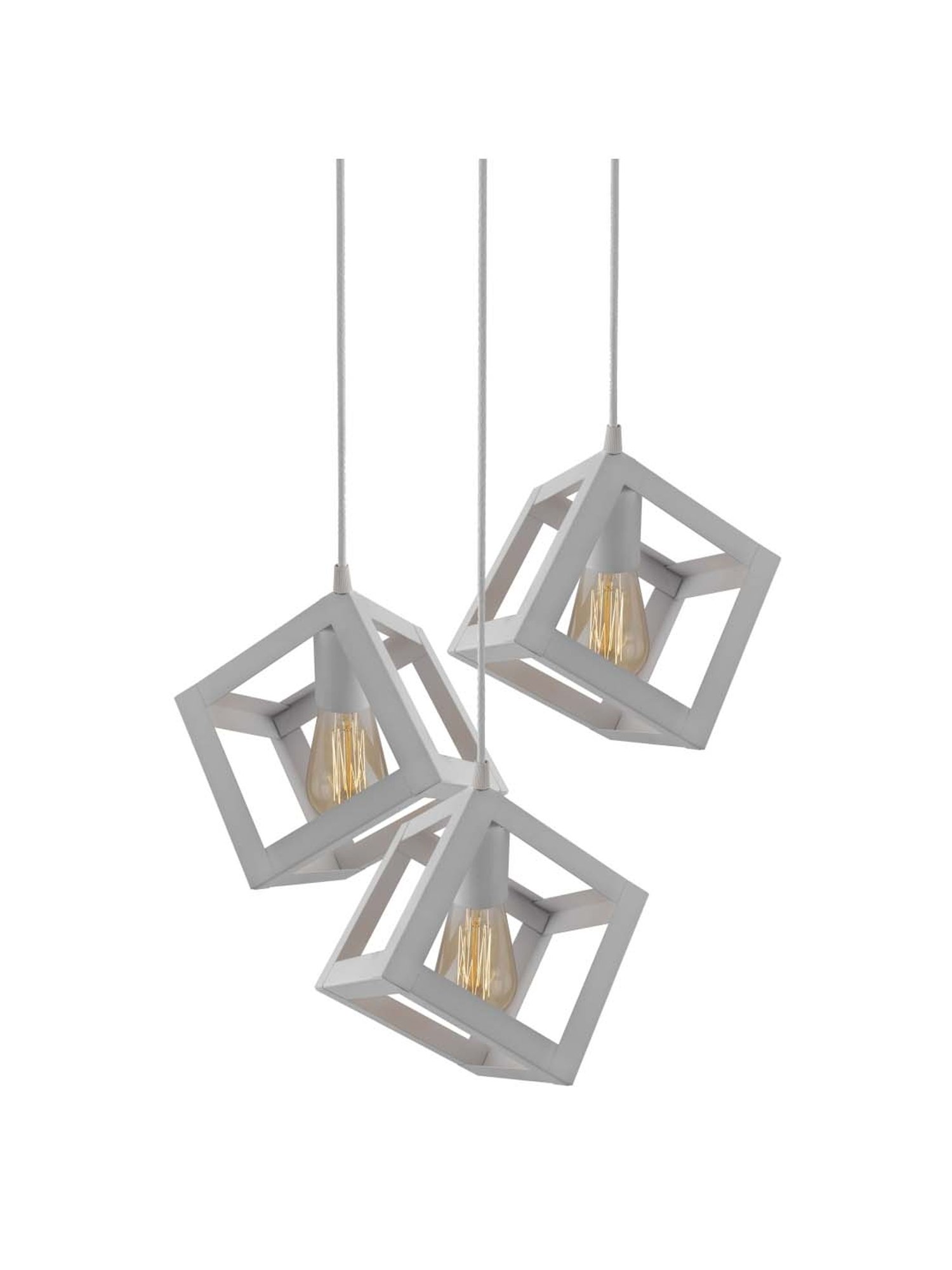 Homesake 3-Lights Round Cluster White Metal Cube Hanging Light - Set of 1 (Bulb not included)