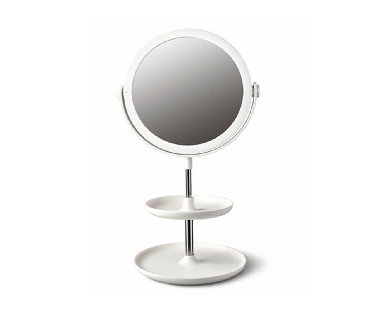 Select Mall Creative Round Double-layer Desktop Storage Cosmetic Mirror Dormitory Bedroom Storage Beauty Double-sided Mirror-White