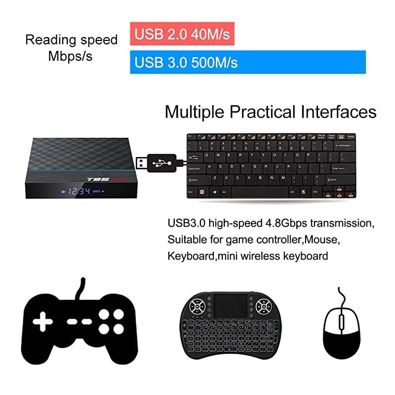 Box Android 90 T95 MAX+ Android Box 4GB RAM 64GB ROM with Amlogic S905X3 Quadcore CortexA55 BT40 Dual WiFi 245G Support 8K 3D Android Box