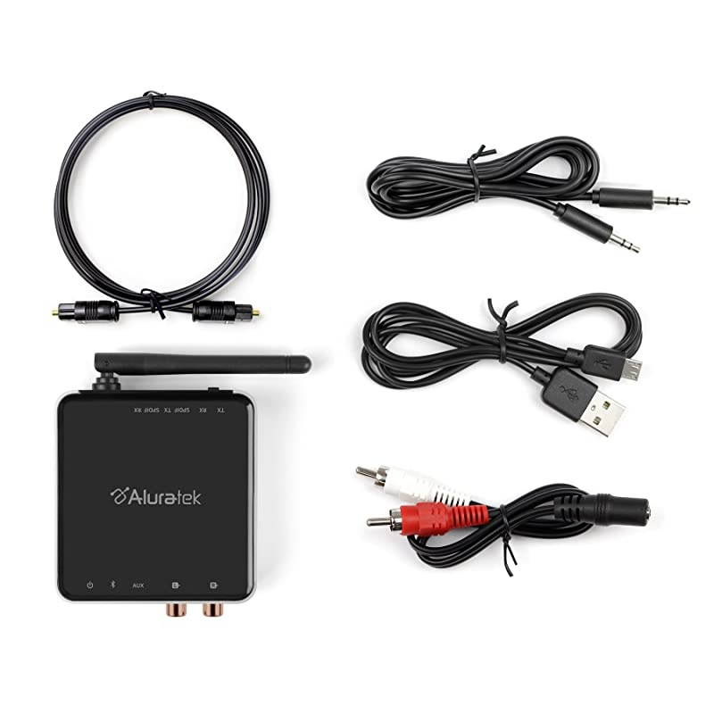 ABC53F Bluetooth Audio Receiver and Transmitter with Bluetooth 5 Stream up to 300 feet AUX RCA and Optical Connections Supported Low Latency aptX Wireless Audio TV to Headphones