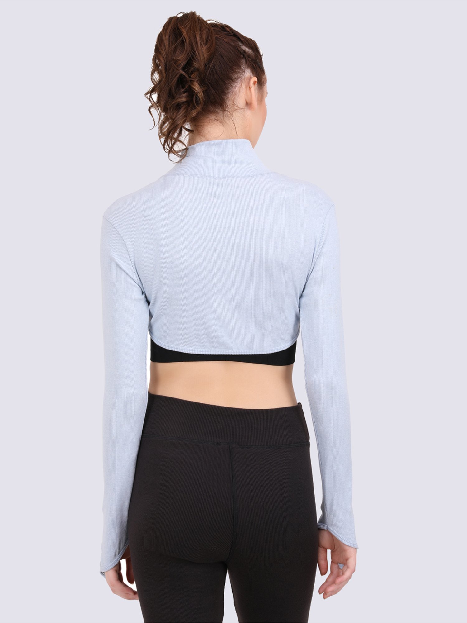 EVERDION Grey Cotton Sports Crop Top