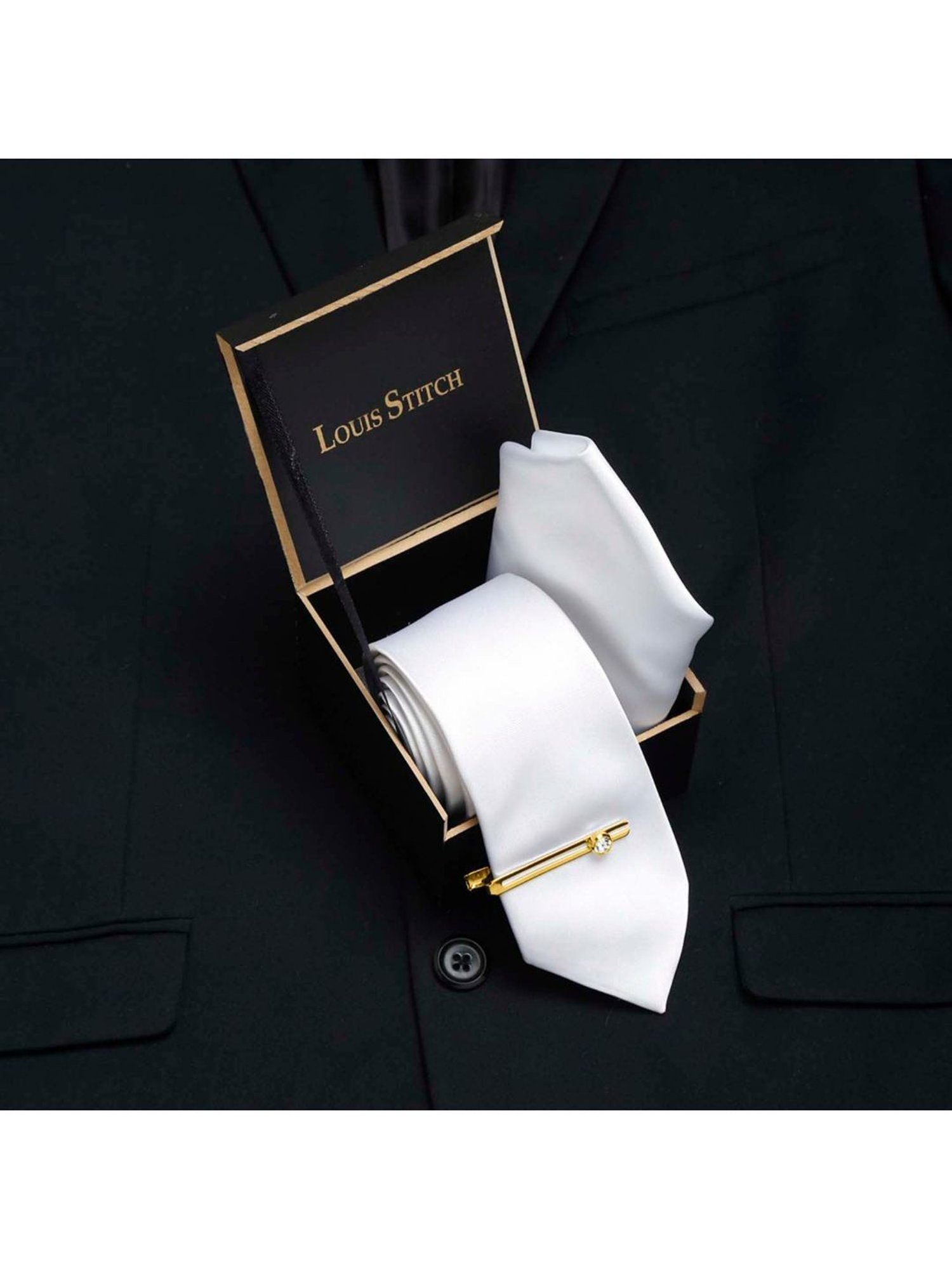 Louis Stitch Blue Printed Necktie Gift Set - Set of 3