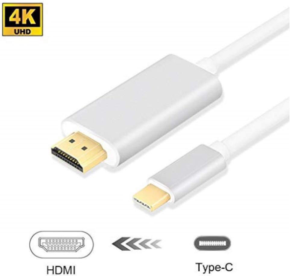 Type-C to HDMI Cable 1.8m 4K 30Hz UHD Video Output, USB C Cable with 4K HDMI, USB-C to HDMI Cable for New MacBook, ChromeBook and Surface connected TV, Monitors and Projectors.