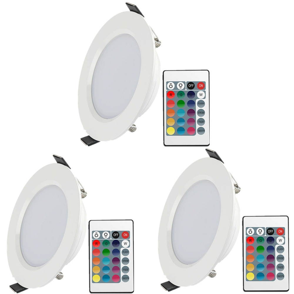 US 5W RGB LED Ceiling Fixtures Light Recessed Panel Downlight Spot Lamp + Remote