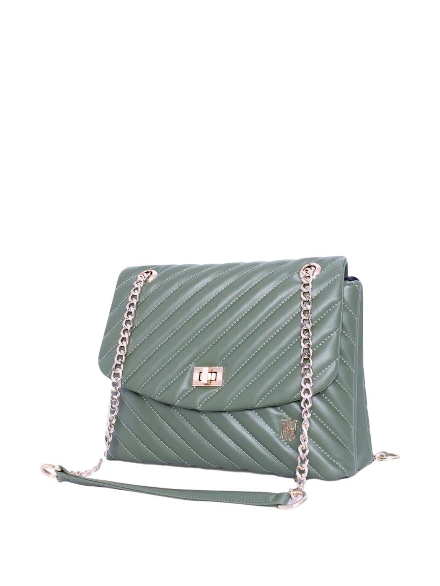THE HOLISTIK Glamiitque Olive Quilted Medium Sling Handbag