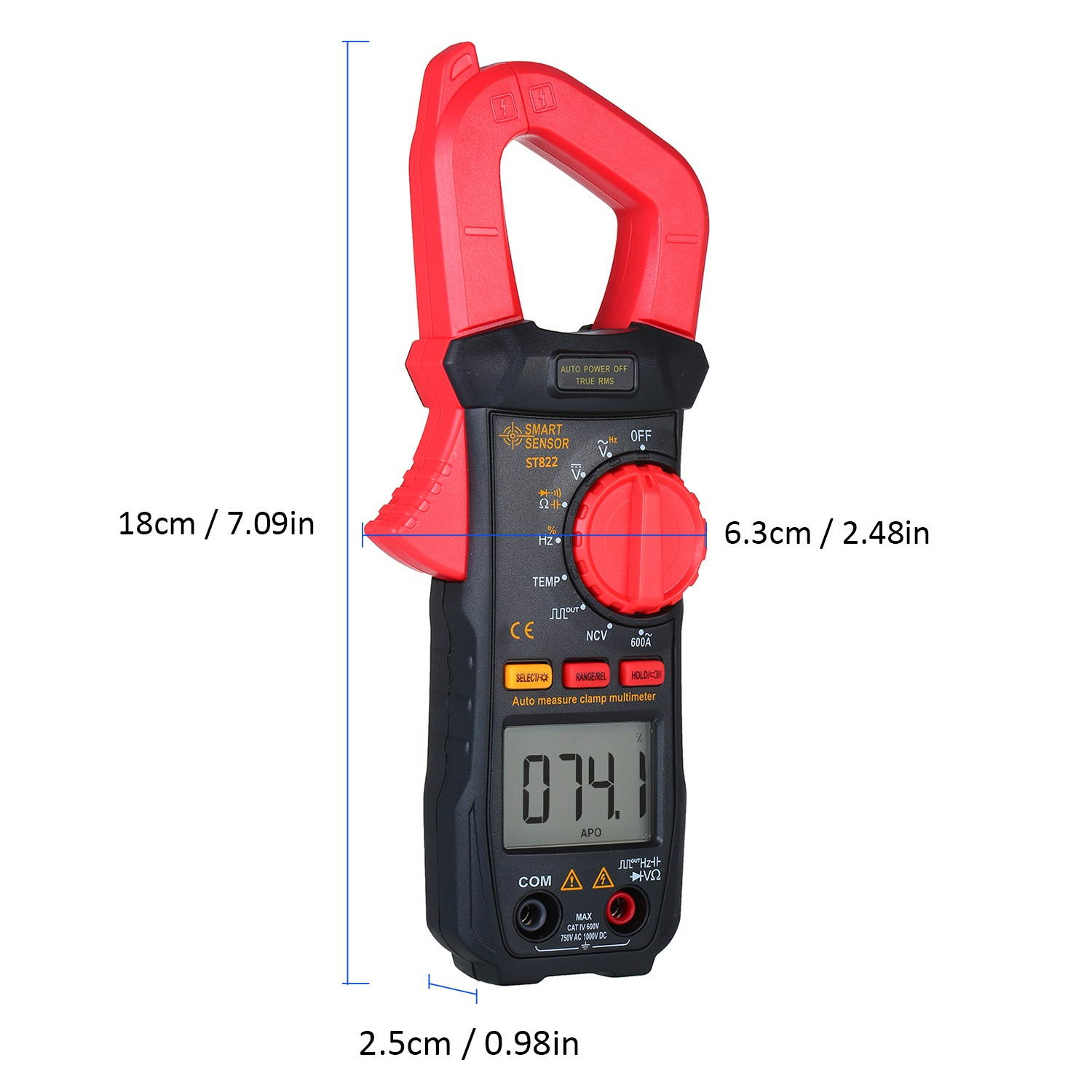SMART SENSOR Digital Clamp Meter High Precision Manual Range Multimeter DC AC Clamp Ammeter Clamp Gauge ST822