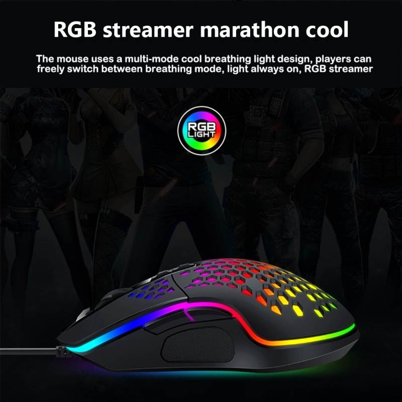 V9 Ergonomic 4000DPI USB Wired Hollow-out RGB Light Gaming Mouse Mice for PC