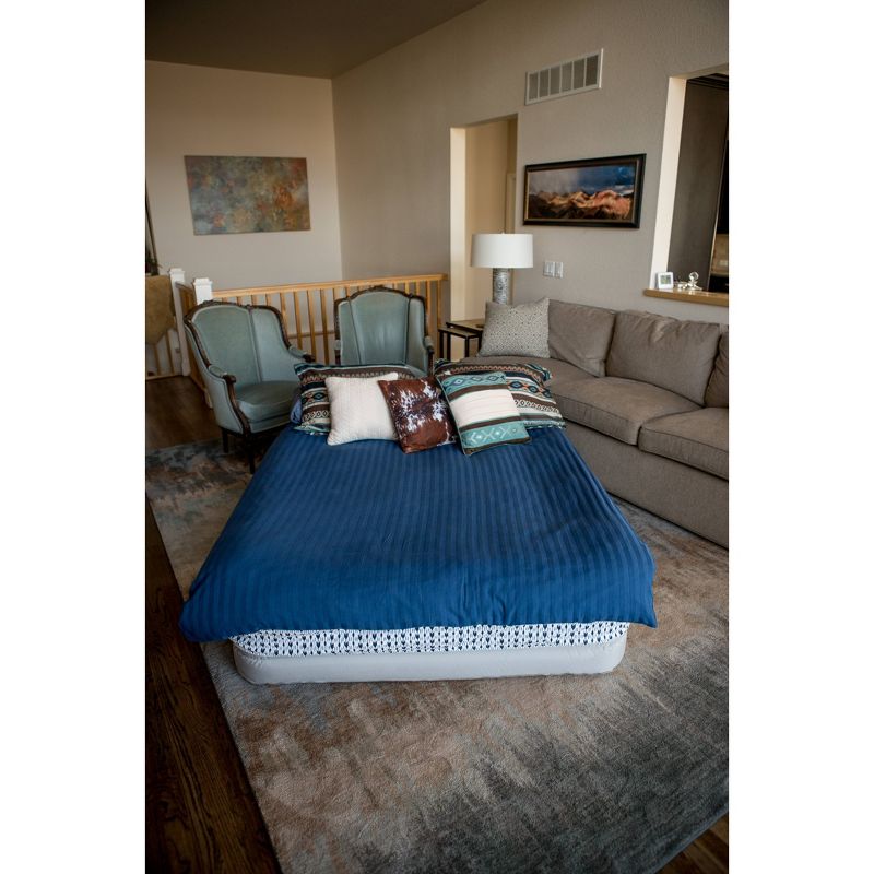 Living iQ Inflatable Portable Small Travel Size Kids Toddler Sleeping Blow Up Air Bed Mattress with Electric Pump and Headboard, Marvel Avengers