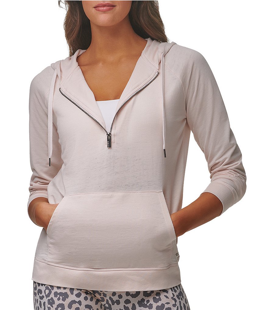 Splendid Knit Zip Up Drawstring Hoodie