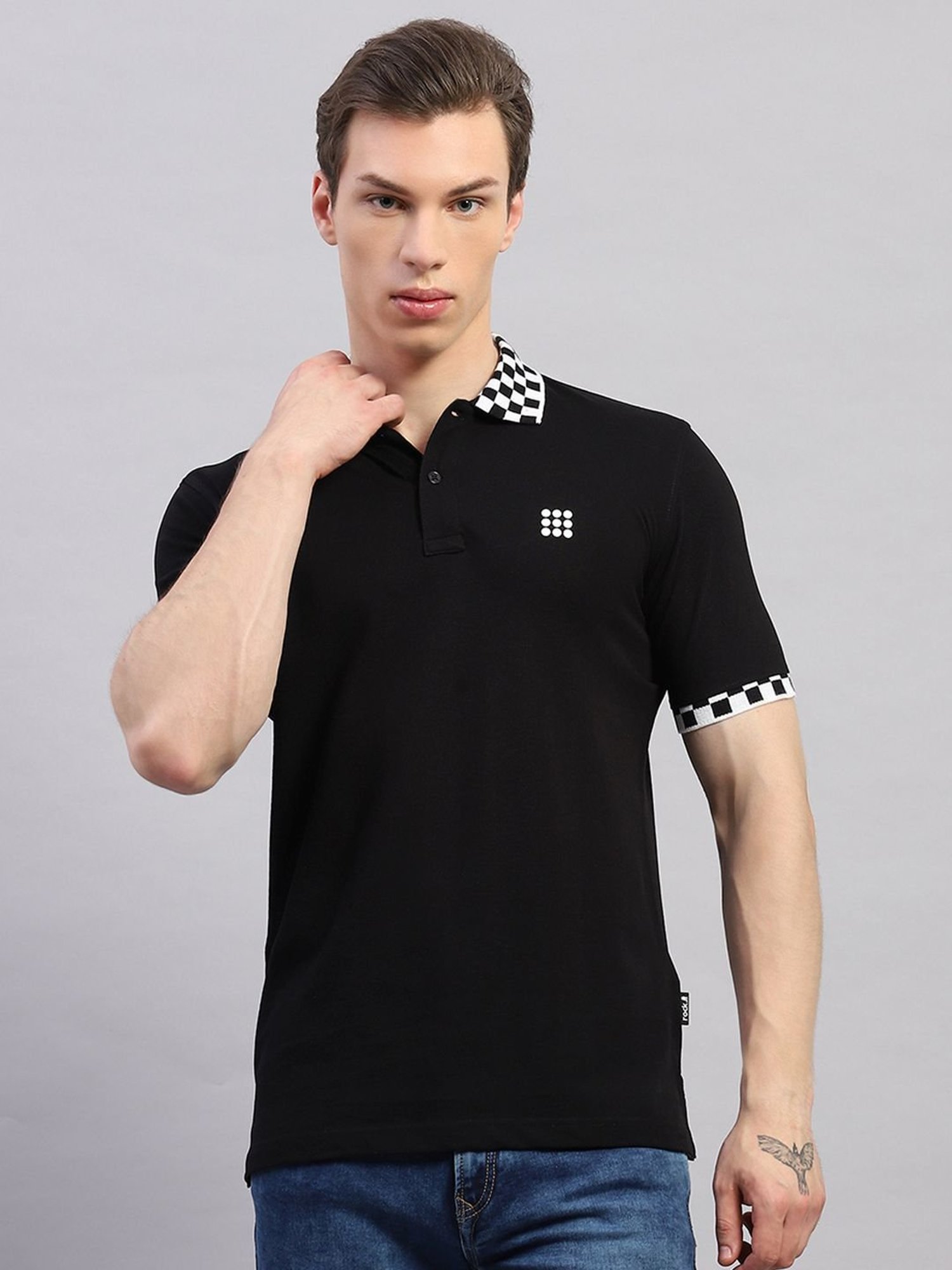 Rock.It Black Cotton Regular Fit Polo T-Shirt