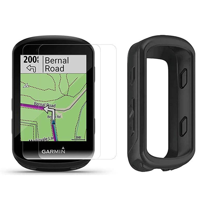 Edge 530 Sensor Bundle with Chest Strap HRM, Bluetooth Speed/Cadence Sensors, Silicone Case & Tempered Glass (x2) | Cycle GPS, Navigation, Mounts | Bike Computer (Black Case + Sensors)