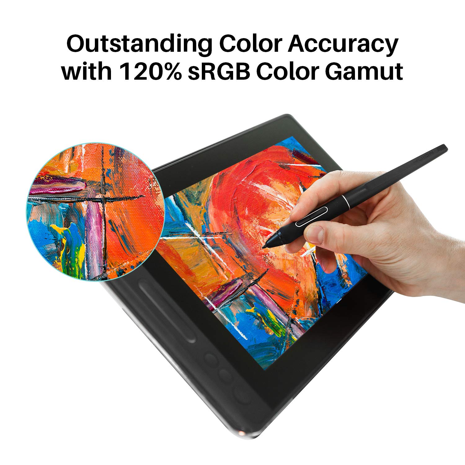 Huion Kamvas Pro 12 GT-116 Drawing Monitor Pen Display Full-Laminated Graphics Drawing Tablet with Screen, Battery-Free Stylus, Tilt Function 8192 Pen Pressure, 4 Shortcut Keys, 120% sRGB (No stand)