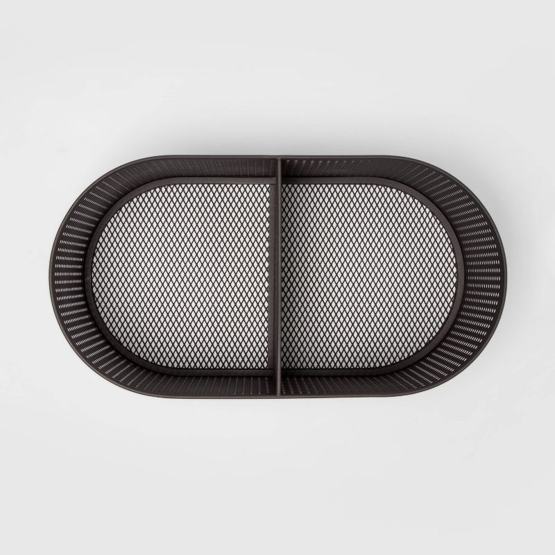 Oval Metal Bin Divider With Powder Coated Finish And Mesh Bottom Dark Gray - Project 62™