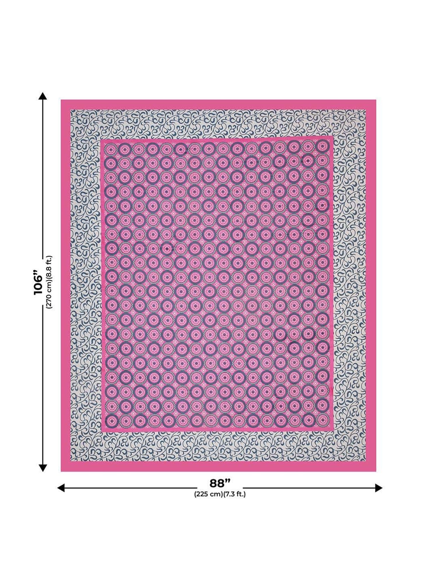 JaipurFabric Pink 100% Pure Cotton 120 TC Double Bedsheet with 2 Pillow Covers