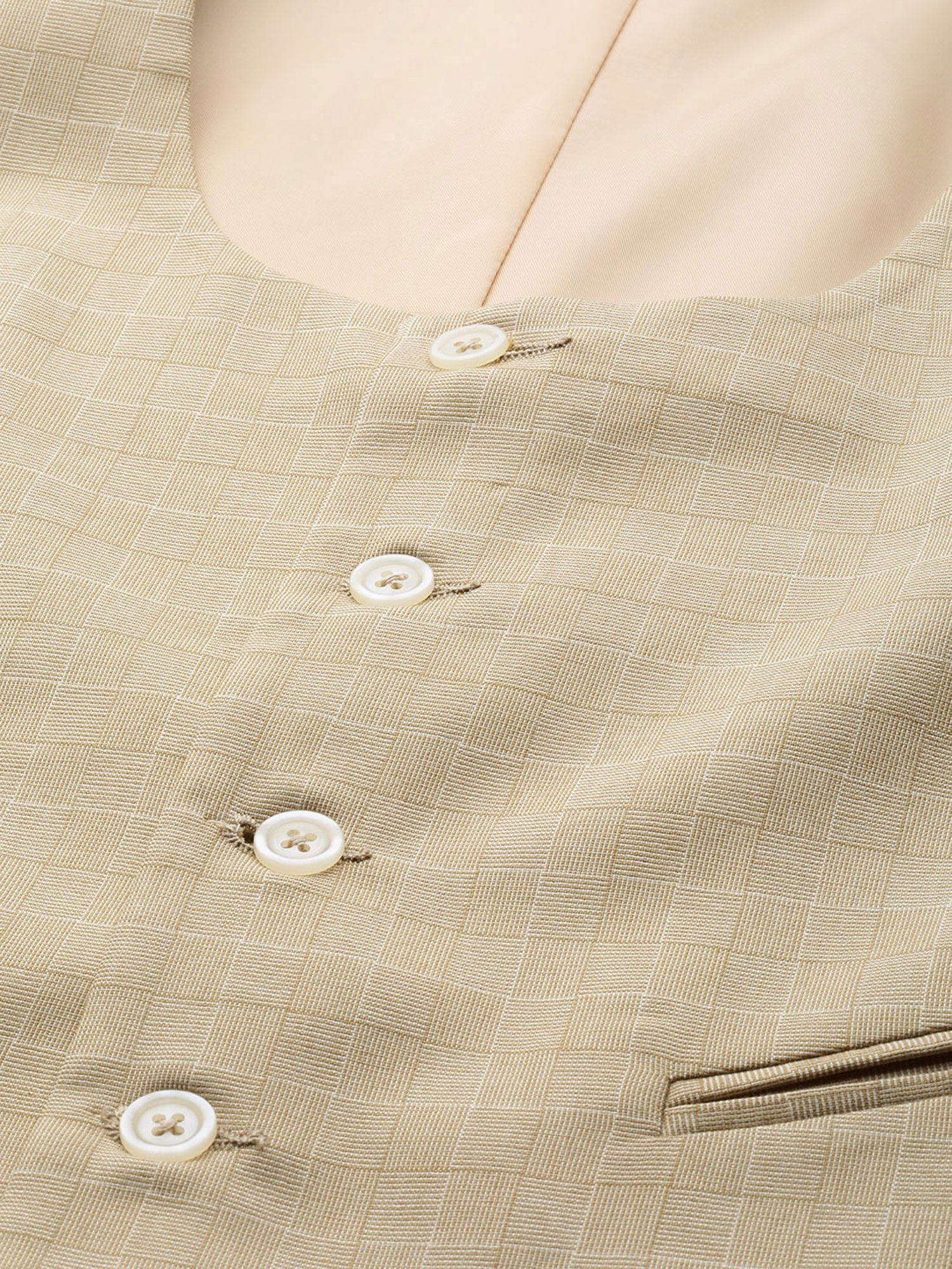 ManQ Beige Sleeveless Scoop Neck Waistcoat