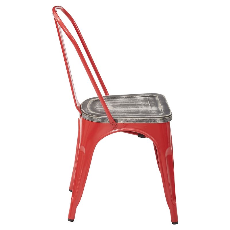 2pk Bristow Red Frame Metal Chair with Vintage Wood Seat Ash Crazy Horse - OSP Home Furnishings