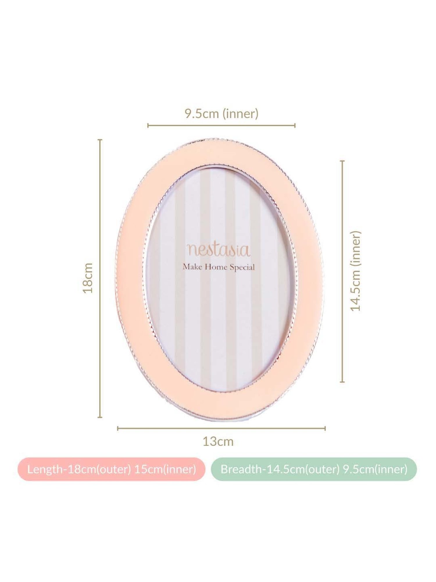 Nestasia Glossy Finish Peach Oval Photo Frame 7 Inches x 5 Inches