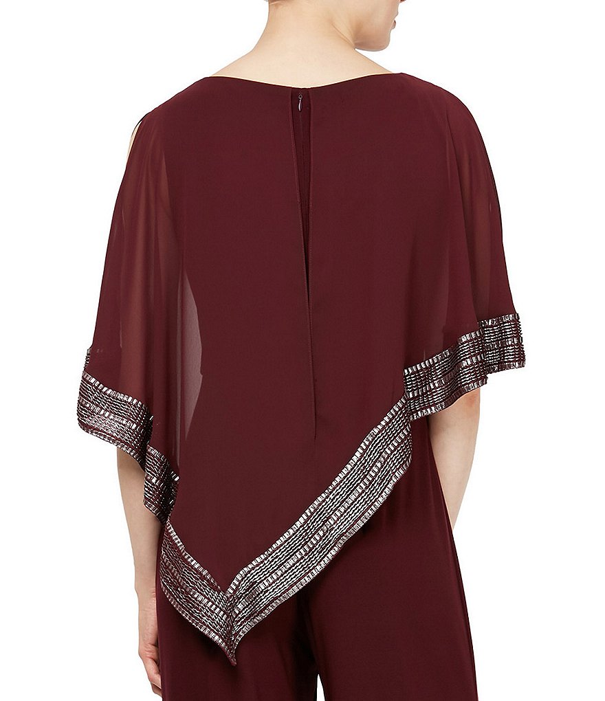 Tahari ASL Sequin Long Sleeve Crepe Jumpsuit