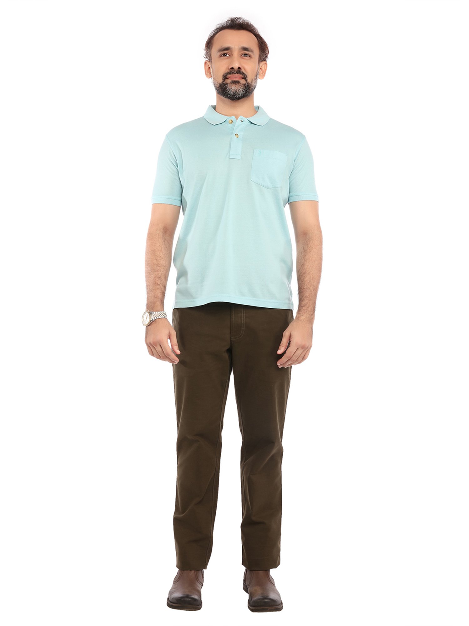 Burnt Umber Aqua Regular Fit Polo T-Shirt