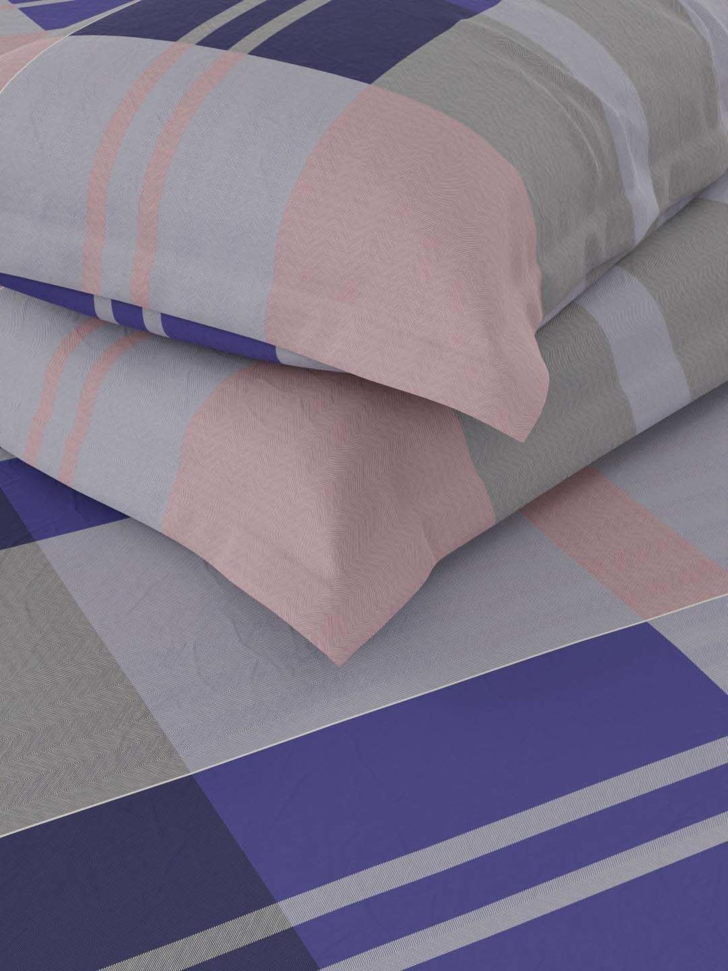 House This Juniper Blue Cotton 600 TC Double Size Bedsheet With Pillow Covers