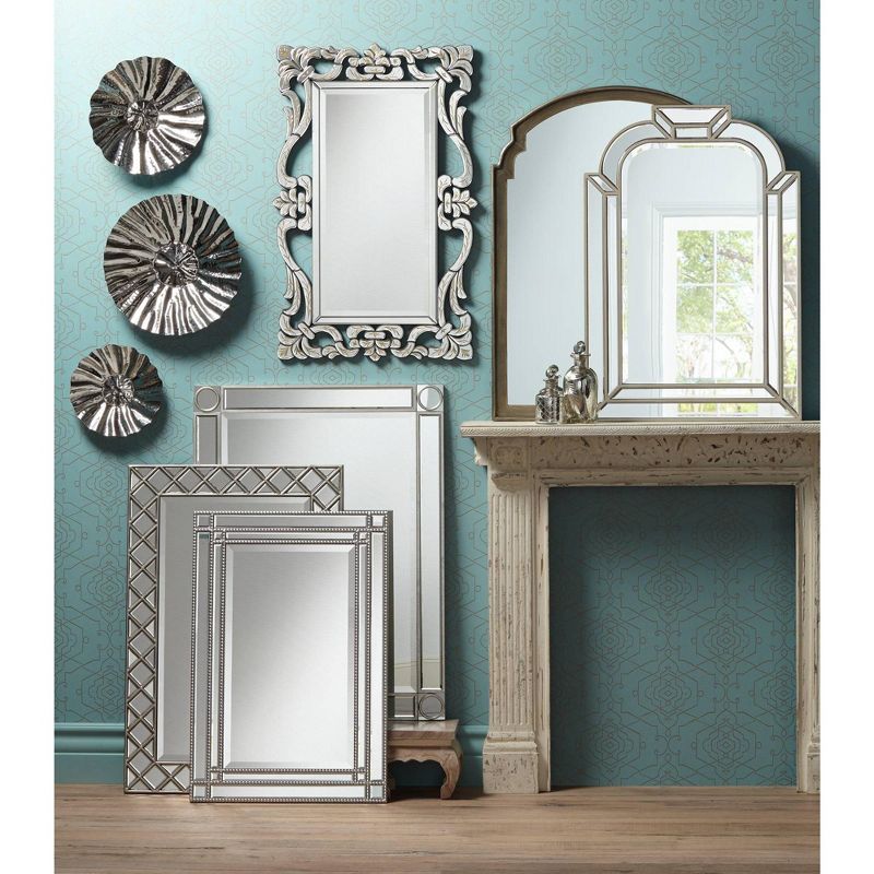 Noble Park Ravalli Silver 23" x 34 1/4" Beaded Wall Mirror
