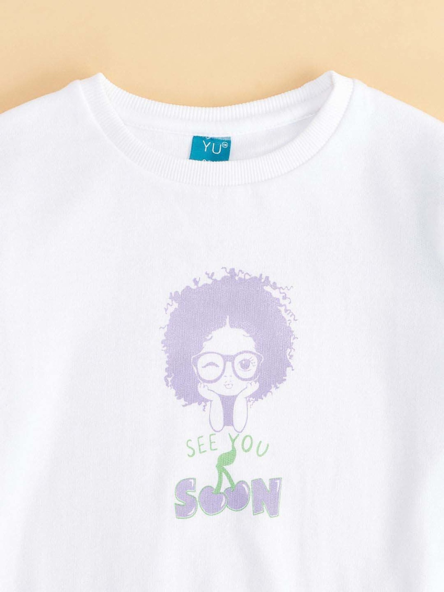 YU by Pantaloons Kids Off-White Printed Full Sleeves Sweatshirt