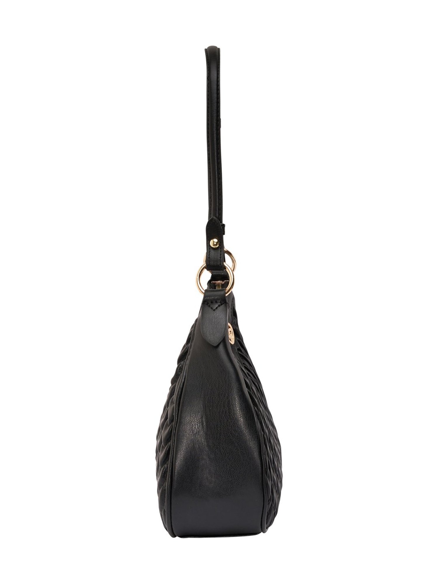 Lino Perros Black Quilted Medium Hobo Shoulder Bag