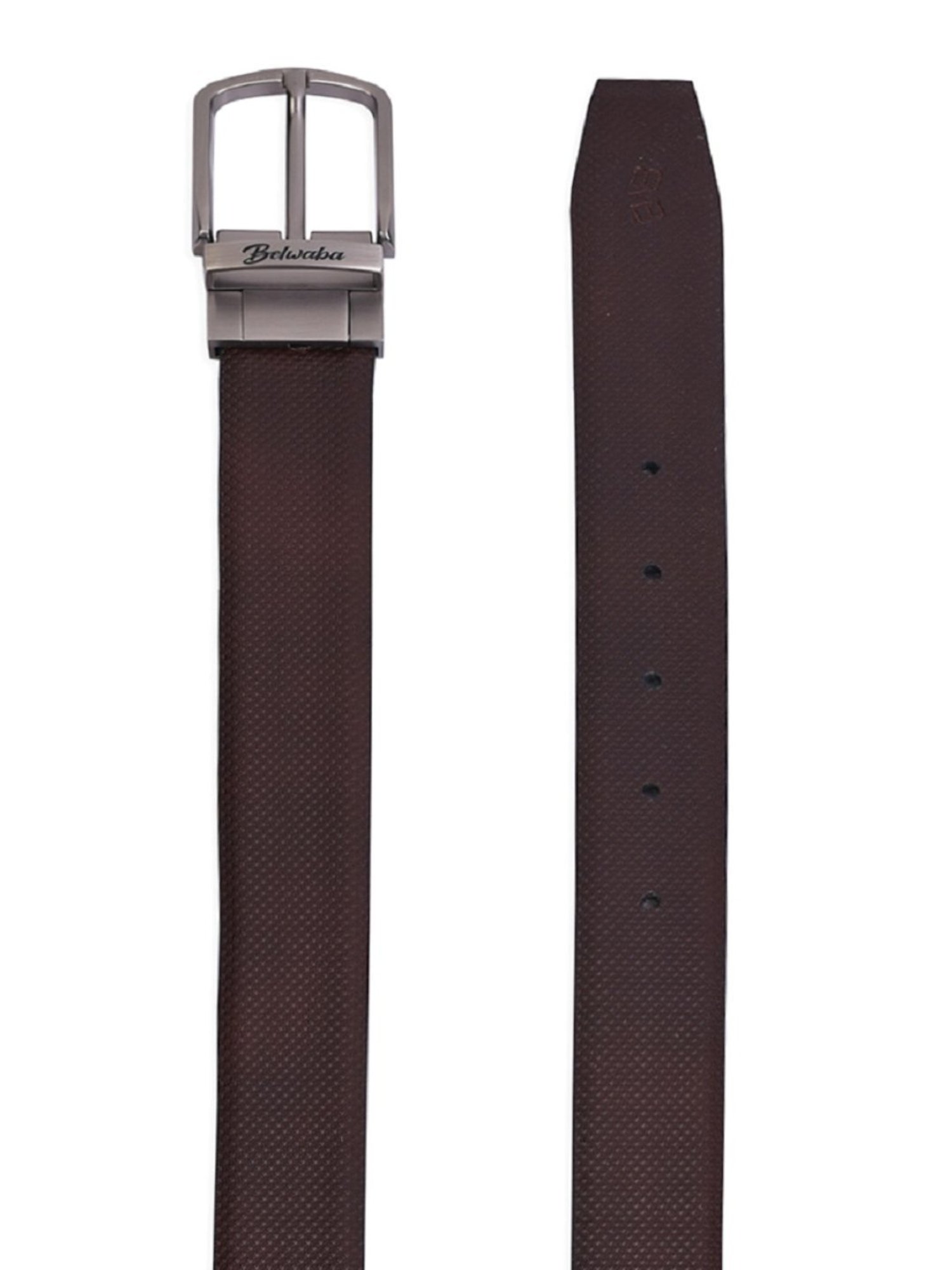 BELWABA Black & Brown Textured Formal Reversible Leather Belt for Men