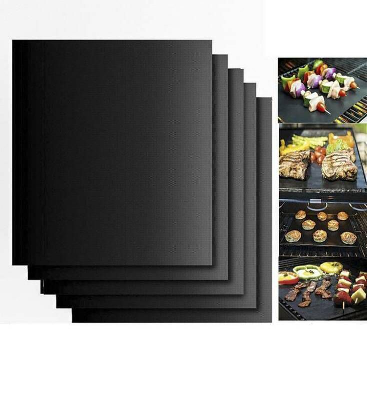 1PCS BBQ Grill Mats Non Stick, BBQ Grill & Baking Mats - Reusable, Easy to Clean Barbecue Grilling Accessories, Black