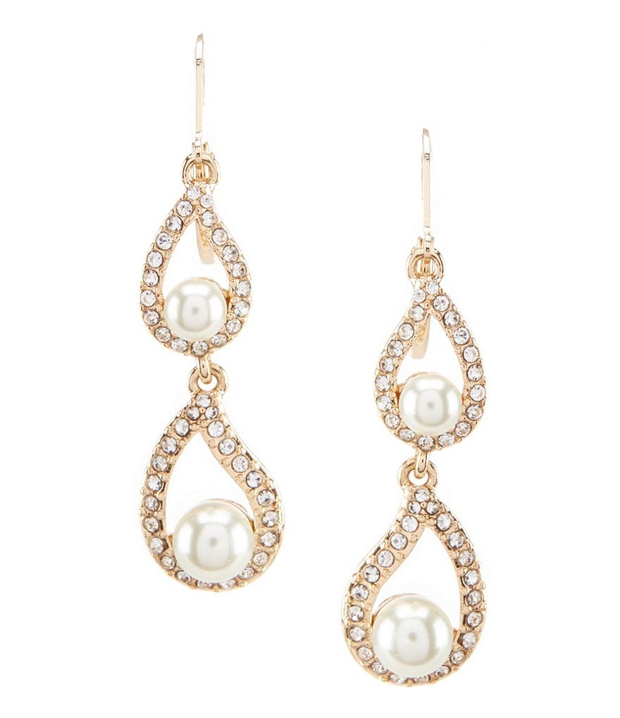 Gemma Layne Pave & Faux-Pearl Double-Drop Earrings