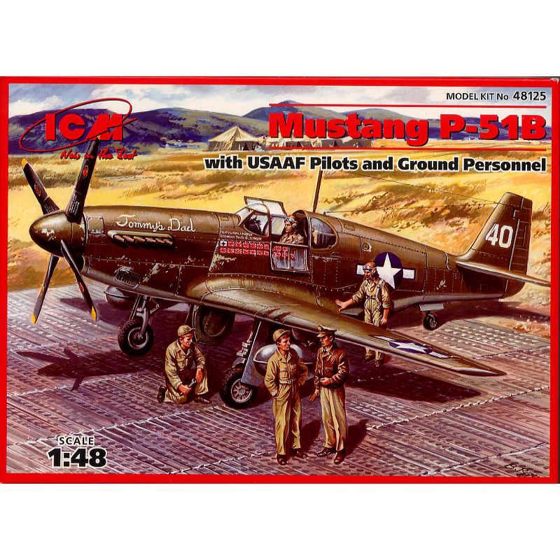 ICM Models 48125 P-51B Mustang with USAAF Crew Aircraft 1/48 Scale Model Kit