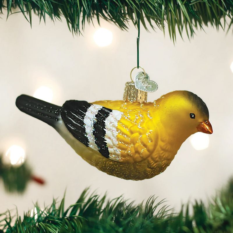 Old World Christmas 2.25" American Goldfinch. Ornament Bird Symbol Happiness  -  Tree Ornaments
