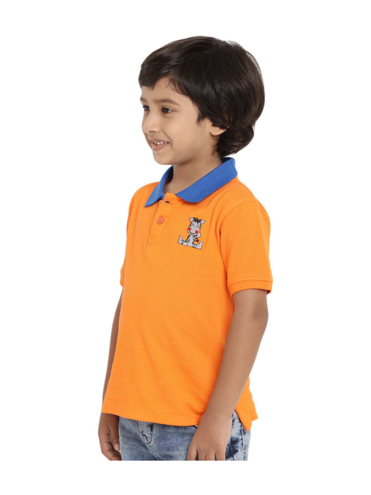 Berrytree Organic Kids Orange Cotton Sister Bear Polo T-Shirt