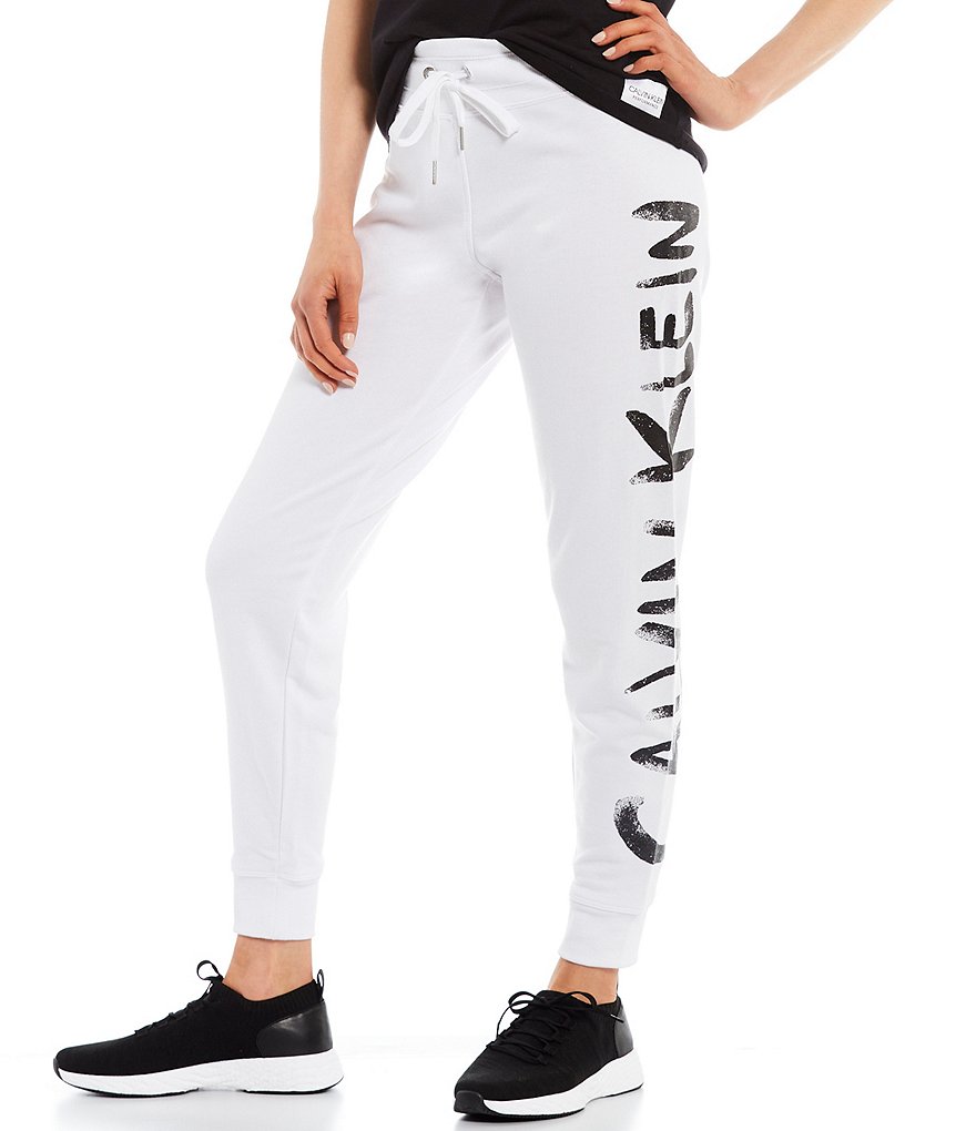 Calvin Klein Performance Jumbo Brush Logo Rib Trim Terry Jogger