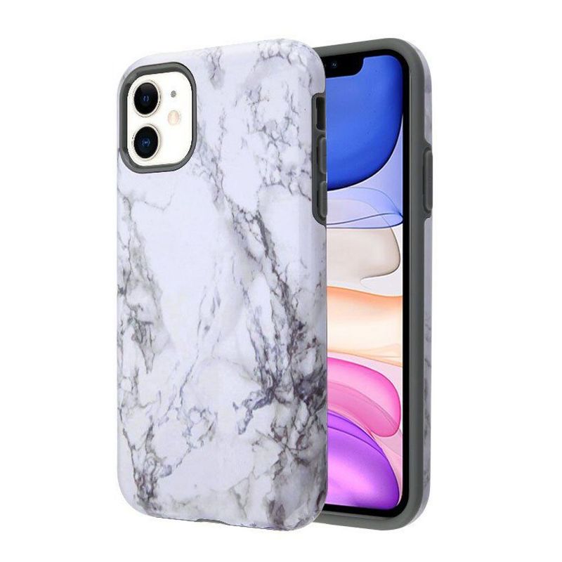 Valor Fuse Marble Hard Hybrid Plastic TPU Case For Apple iPhone 11 - White/Gray