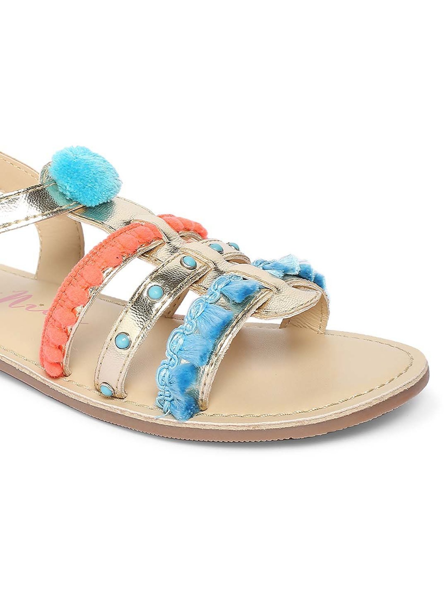 Aria Nica Kids Bling Gold & Blue Casual Sandals