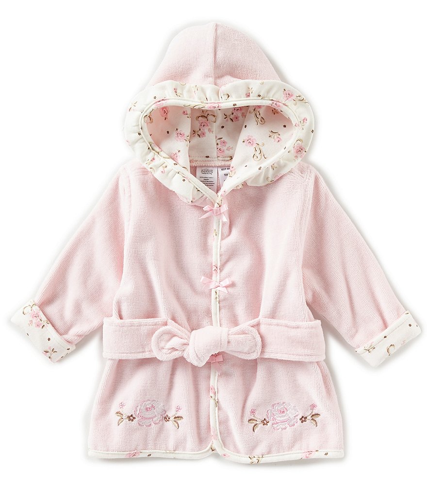 Little Me Baby Girls Newborn-9 Months Vintage Rose Hooded Bath Robe