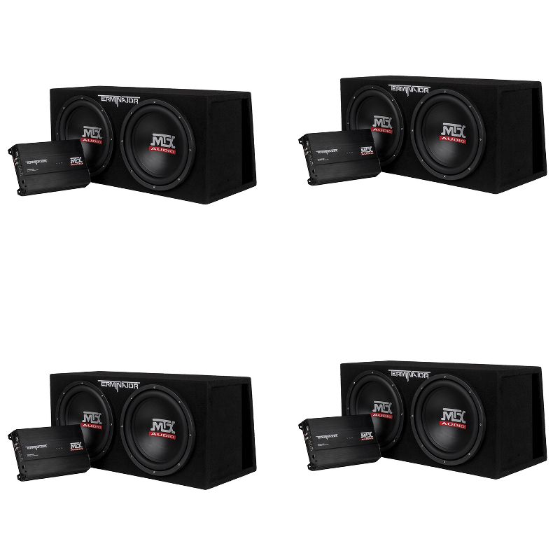 MTX TNP212DV 12-Inch 2000-Wat Dual Loaded Subwoofer Enclosure with Amplifier (4 Pack)