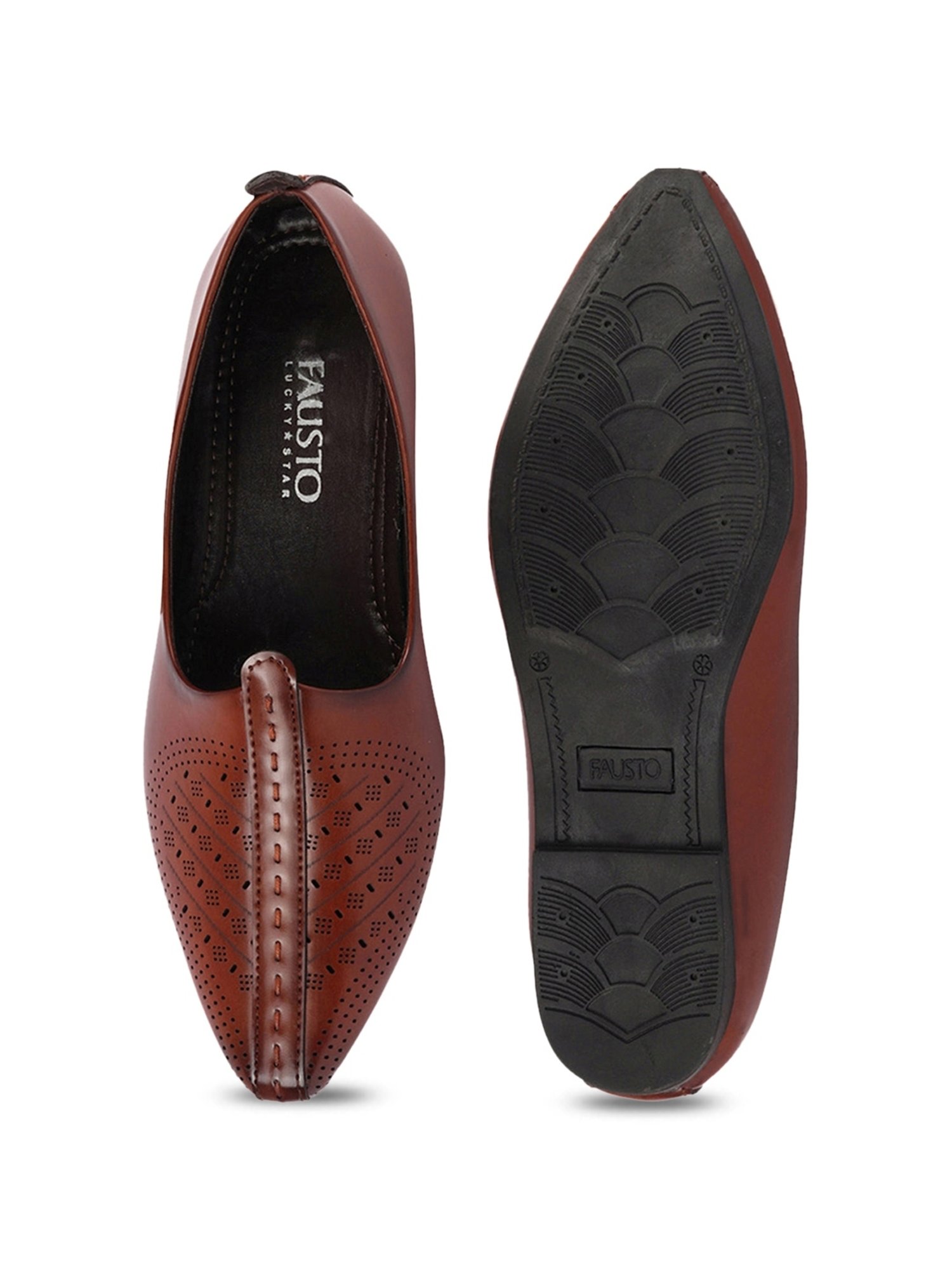 Fausto Men's Brown Ethnic Juttis