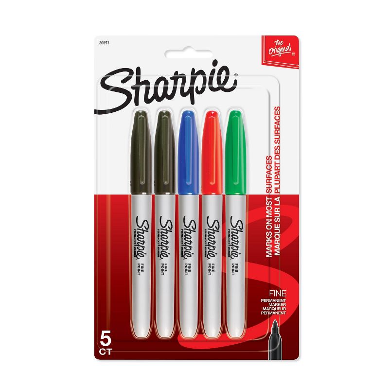 Sharpie 5ct Fine Tip Permanent Markers Multicolor