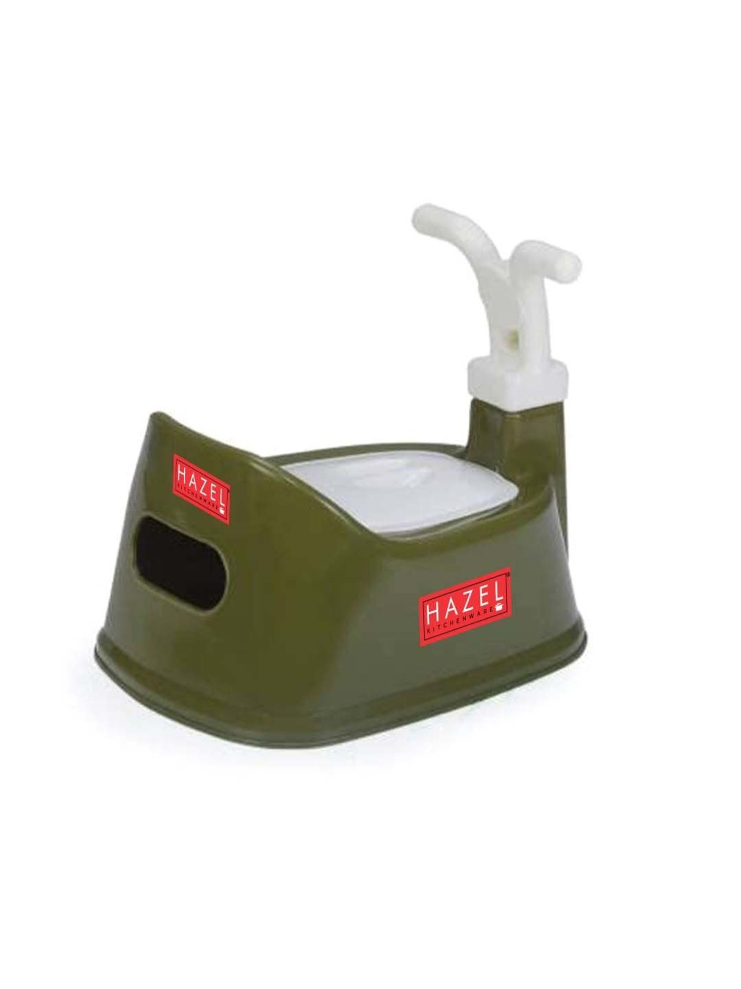 HAZEL Olive Green & White Plastic Bike-Shaped Baby Toilet Chair With Closing Lid