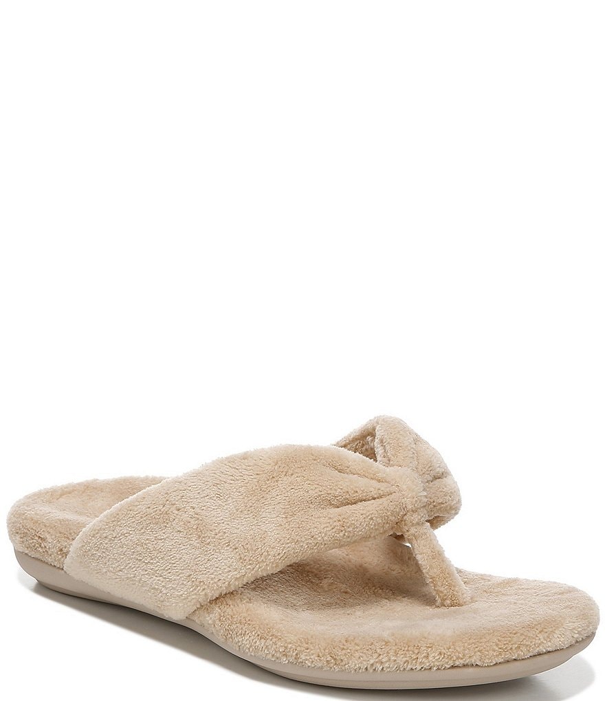 Vionic Lydia Washable Plush Terry Cloth Thong Slippers
