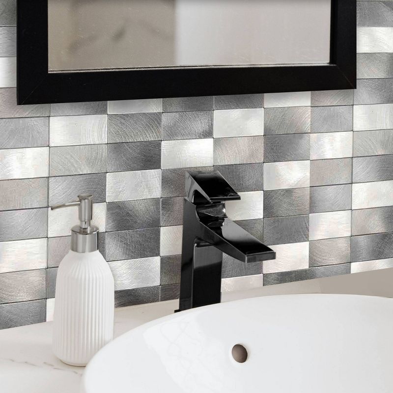 DIP Design is Personal 10pk Stack 12'' x 12'' Tiles Backsplash Silver Mix