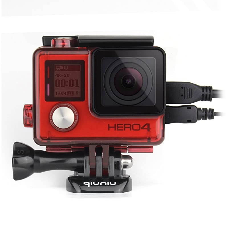 Open Protective Skeleton Housing Case with LCD Touch Backdoor for GoPro Hero 4 GoPro Hero 3 and GoPro Hero 3+ Transparent Red