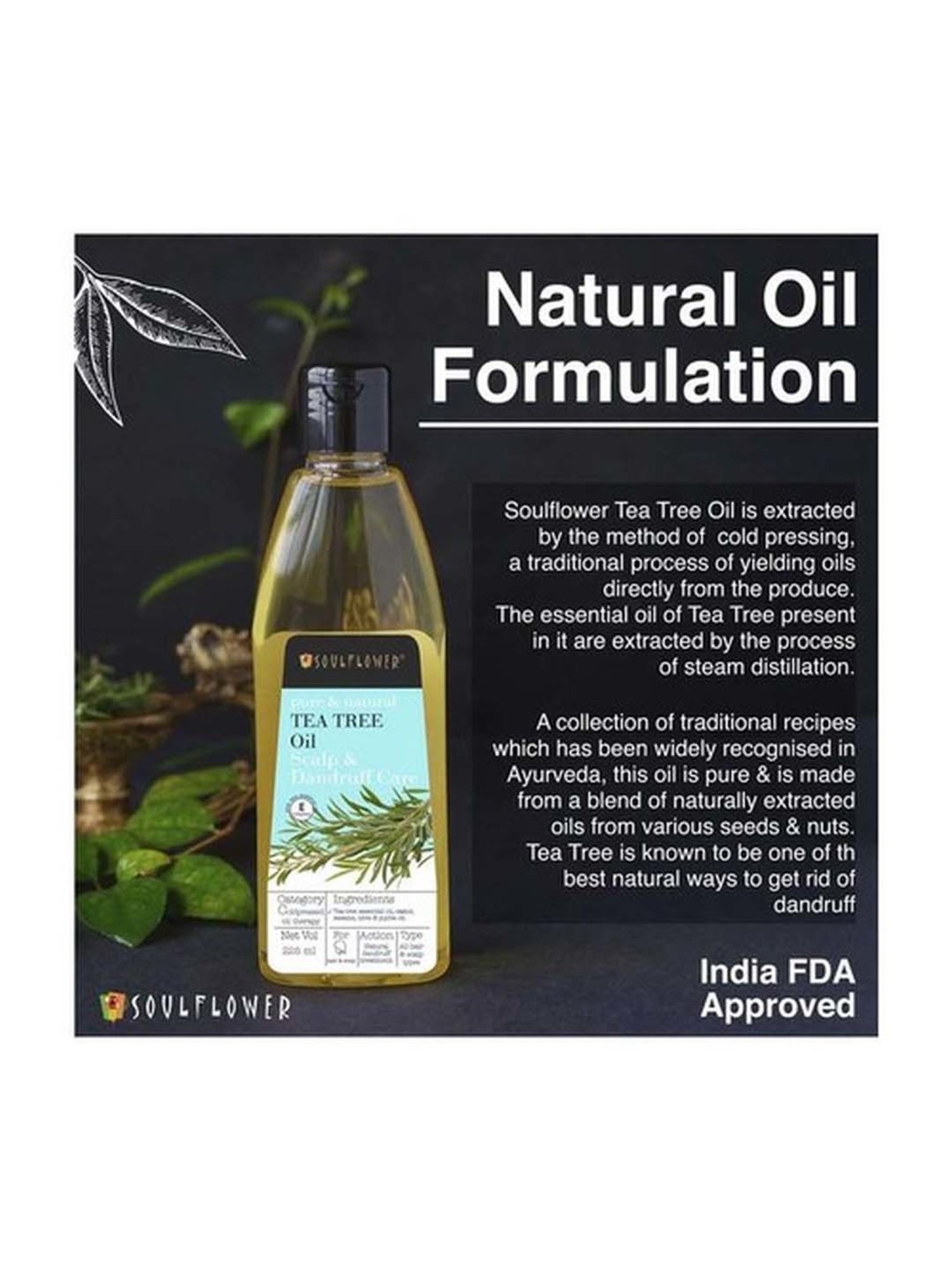 Soulflower Tea Tree Anti Dandruff Hair Oil - 225 ml